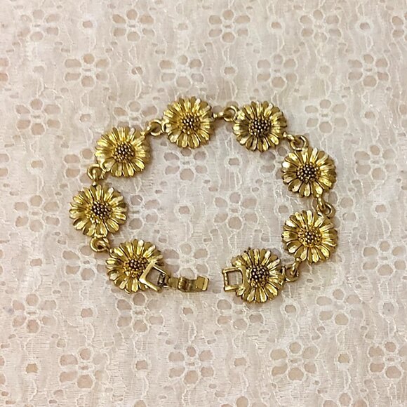 New Multi Sun Flower Links Gold Tone Bracelet Women's Jewelry Gifts - Picture 4 of 7